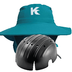 UV surf kitesurf watersports beach round hat with integrated helmet from kitehat -- tyrcoise with sun shadow